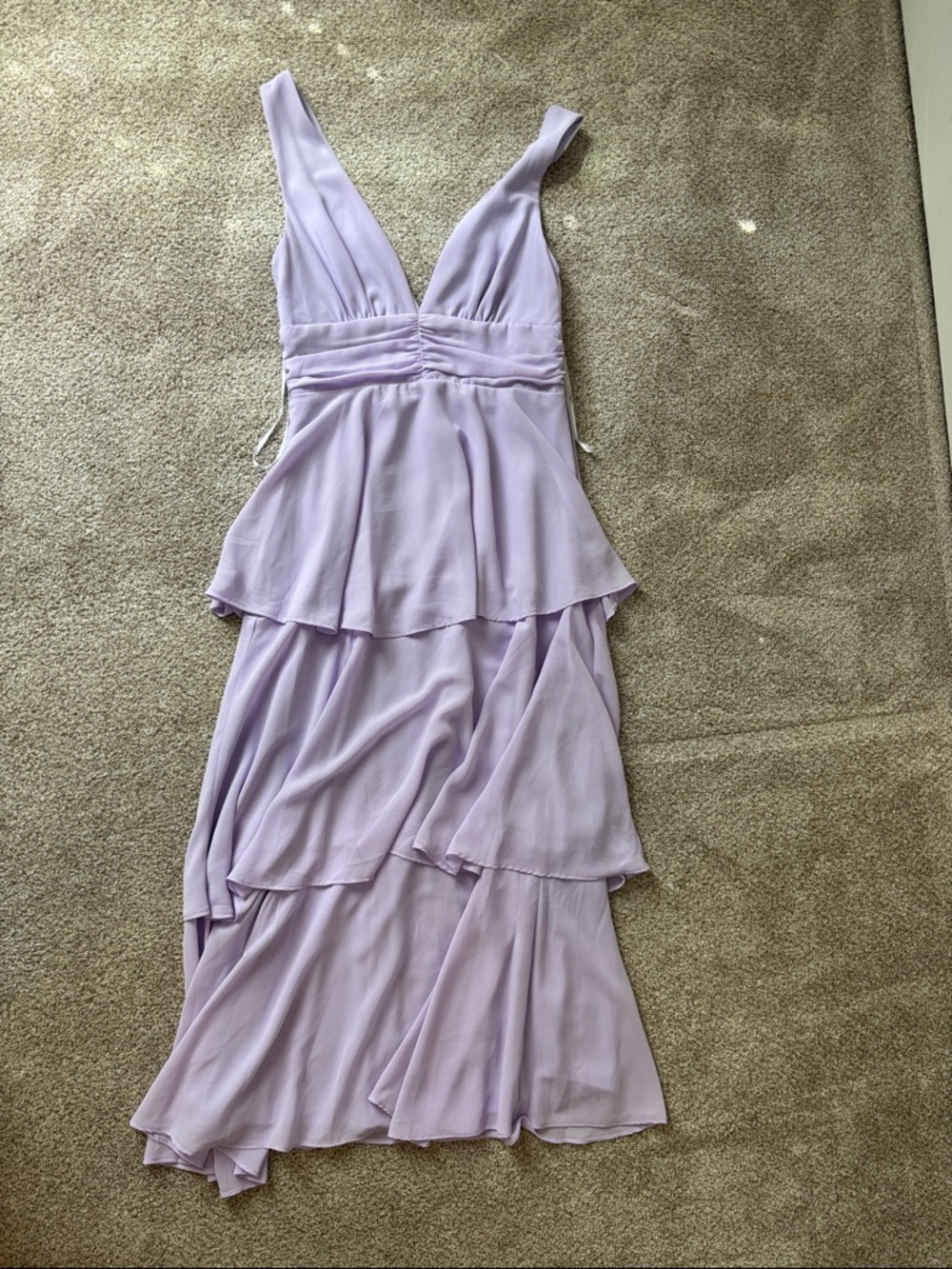 Lulu's Lavender Tiered V-Neck Maxi Dress